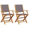 vidaXL Chaises de jardin lot de 2 anthracite bois acacia massif tissu