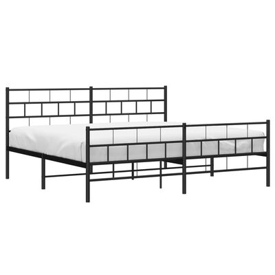 vidaXL Cadre de lit métal sans matelas avec pied de lit noir 183x213cm