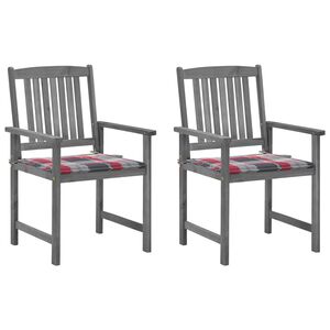 vidaXL Chaises de jardin et coussins lot de 2 Gris Bois acacia massif