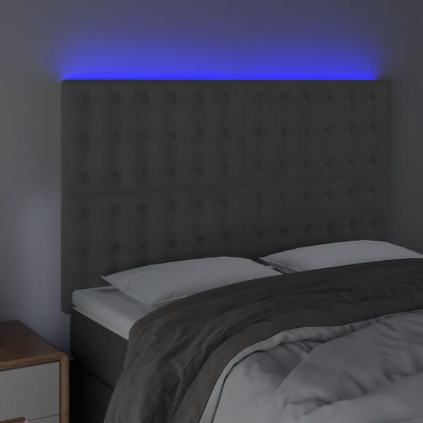 vidaXL T&ecirc;te de lit &agrave; LED Gris fonc&eacute; 144x5x118/128 cm Velours