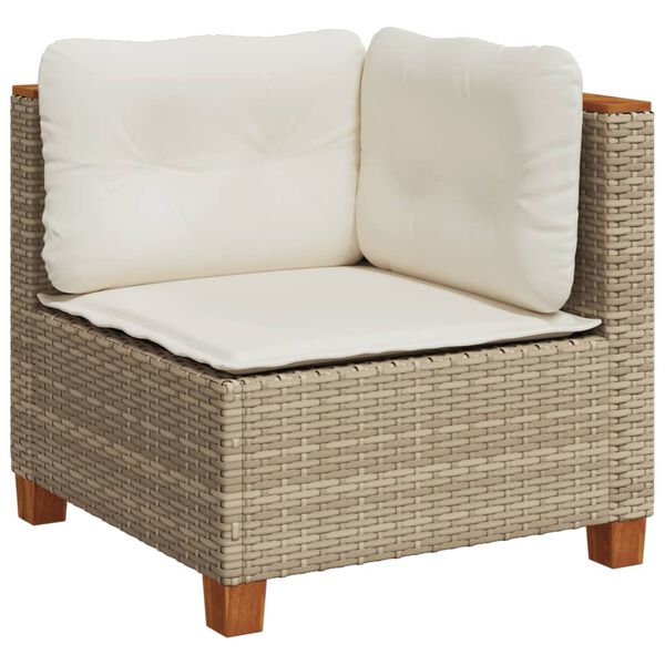 vidaXL Salon de jardin avec coussins 10 pcs beige résine tressée