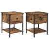 vidaXL Table de chevet avec tiroir 2 pcs Bois ancien 34 x 35,5 x 45 cm