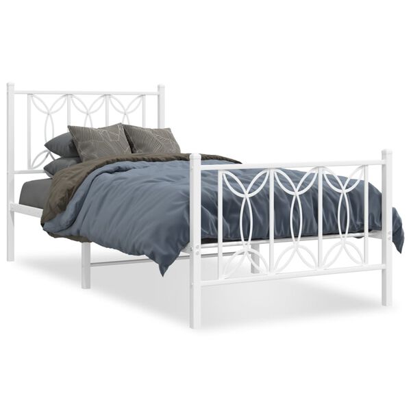vidaXL Cadre de lit métal sans matelas avec pied de lit blanc 80x200cm