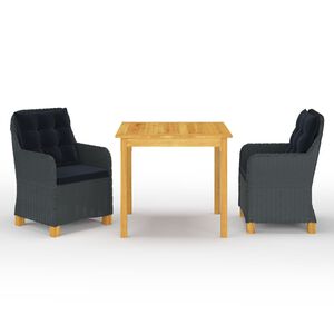 vidaXL Ensemble &agrave; manger de jardin 3 pcs Gris fonc&eacute;