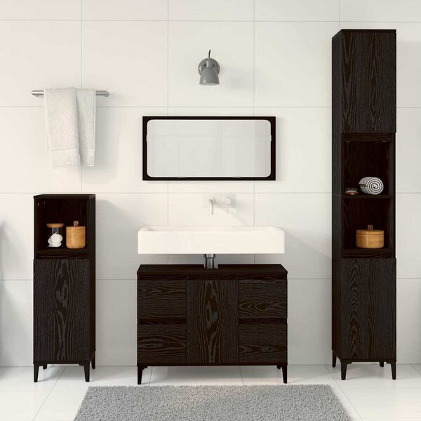 vidaXL Ensemble de mobilier de salle de bain 3 pcs Chêne noir