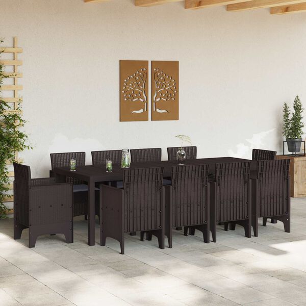vidaXL Ensemble de salle &agrave; manger pour jardin 11 pcs Marron