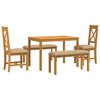 vidaXL Ensemble de salle &agrave; manger 5 pc Beige Bois de ch&ecirc;ne massif