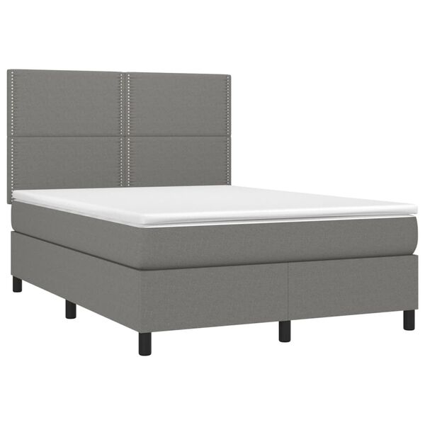 vidaXL Sommier &agrave; lattes de lit avec matelas Gris fonc&eacute; 140x190cm Tissu