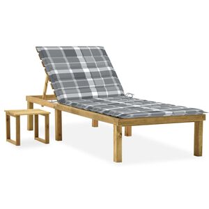 vidaXL Chaise longue de jardin avec table et coussin Pin impr&eacute;gn&eacute;
