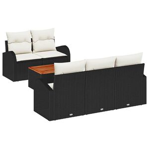 vidaXL Ensemble de canap&eacute; de jardin 6 pc Noir polyrotin