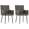 vidaXL Chaises &agrave; manger et accoudoirs lot de 2 taupe tissu