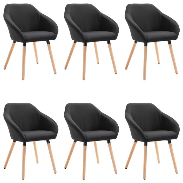 vidaXL Chaises &agrave; manger lot de 6 noir tissu