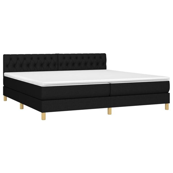 vidaXL Sommier &agrave; lattes de lit et matelas et LED Noir 200x200 cm Tissu