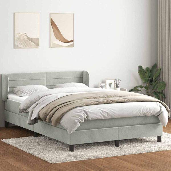 vidaXL Sommier &agrave; lattes de lit et matelas gris clair 160x210cm velours