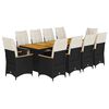 vidaXL Ensemble de bistro de jardin 11 pcs coussins noir poly rotin