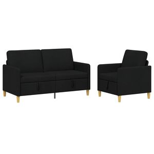 vidaXL Canap&eacute; avec rangement 2 pcs Noir Polyester