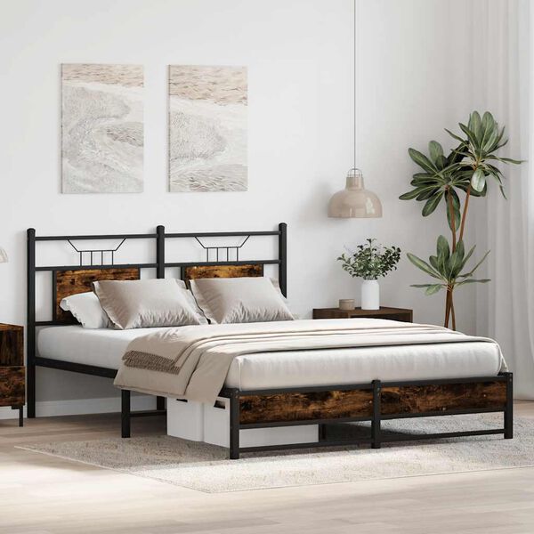 vidaXL Cadre de lit sans matelas chêne fumé 137x190 cm bois ingénierie