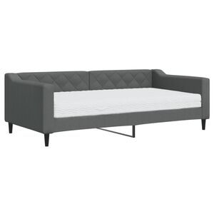 vidaXL Lit de jour avec matelas gris fonc&eacute; 90x190 cm tissu