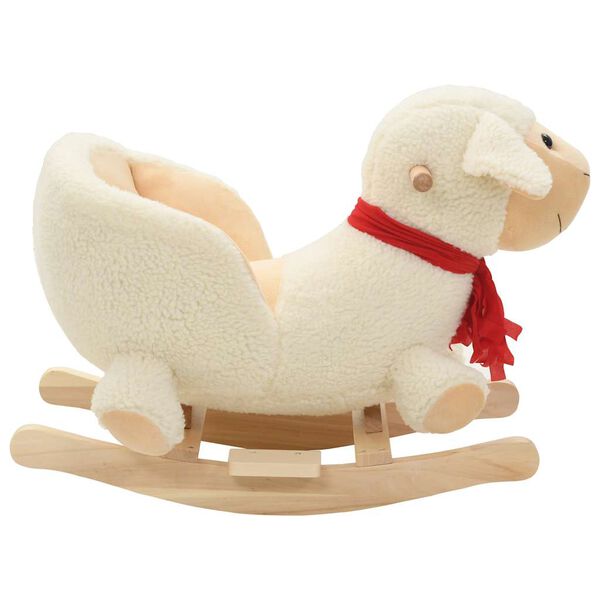 vidaXL Mouton &agrave; bascule avec dossier Peluche 60x32x50 cm Blanc
