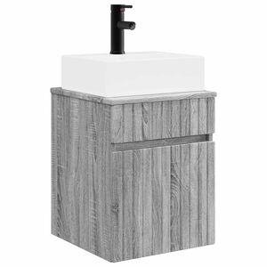 vidaXL Meuble-s&egrave;che avec &eacute;vier mural Sonoma gris 39 x 41 x 62,5 cm