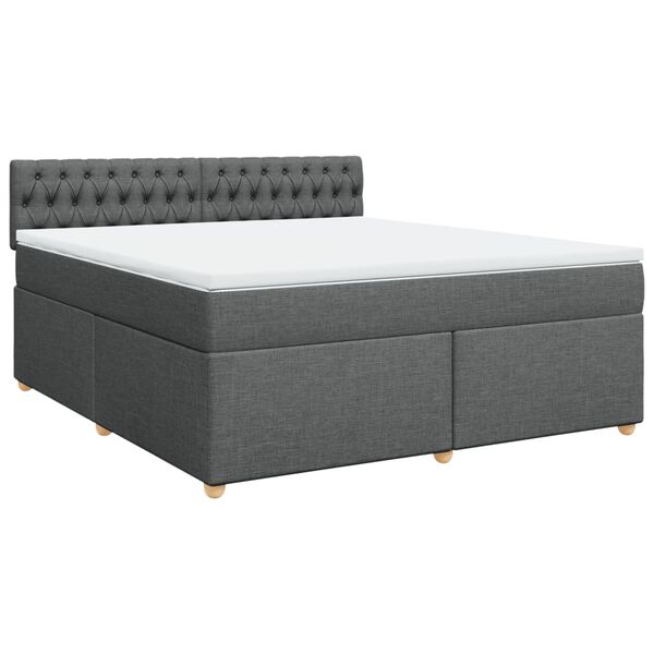 vidaXL Sommier &agrave; lattes de lit avec matelas Gris fonc&eacute; 180x200cm Tissu