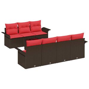 vidaXL Ensemble de canap&eacute; de jardin 8 pi&egrave;ces Beige et Rouge polyrotin