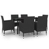 vidaXL Ensemble &agrave; manger de jardin coussins 7 pcs R&eacute;sine tress&eacute;e Verre