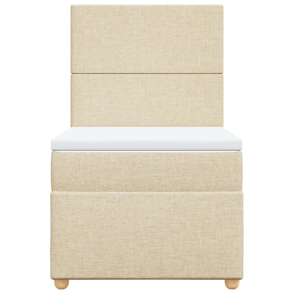 vidaXL Sommier &agrave; lattes de lit avec matelas Cr&egrave;me 90x200 cm Tissu