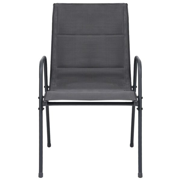 vidaXL Chaises empilables de jardin lot de 2 Acier et textil&egrave;ne