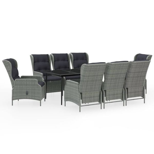vidaXL Ensemble &agrave; manger de jardin 9 pcs Gris clair