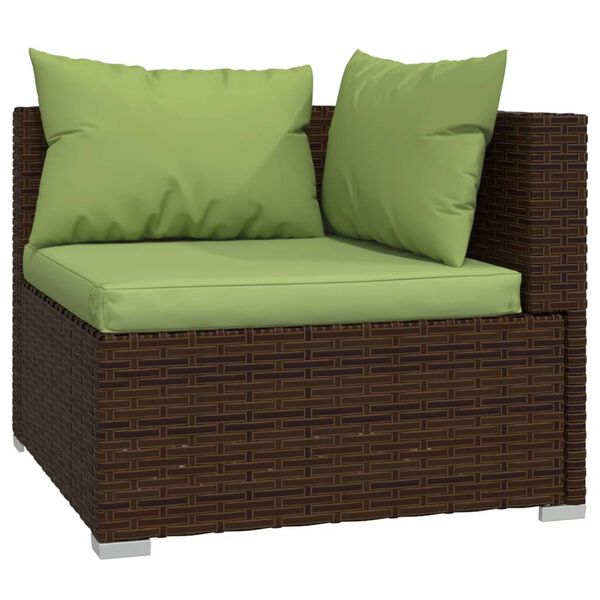 vidaXL Salon de jardin avec coussins 9 pcs marron résine tressée