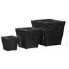 vidaXL Lits surélevés 3 pcs Jacinthe d'eau Noir