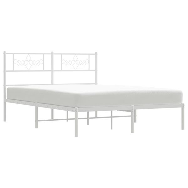 vidaXL Cadre de lit métal sans matelas et tête de lit blanc 120x200 cm