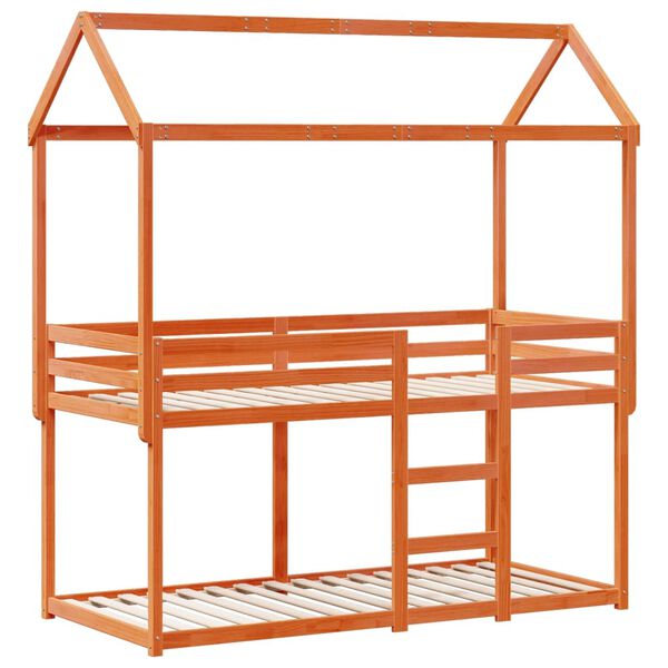 vidaXL Lit superposé sans matelas cire marron 80x200 cm pin massif