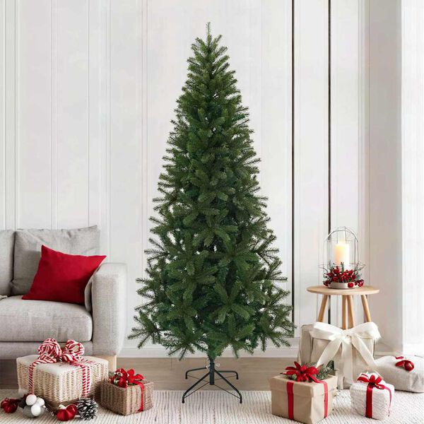 vidaXL Sapin de Noël artificiel Vert 210 cm PVC, PE et acier