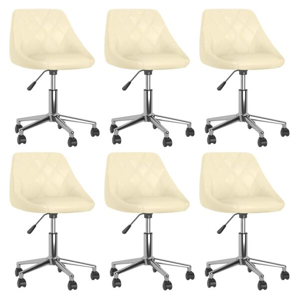 vidaXL Chaises pivotantes &agrave; manger lot de 6 cr&egrave;me similicuir