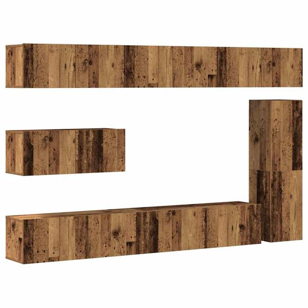 vidaXL Ensemble de meuble TV mural 7 pcs vieux bois bois d'ingénierie