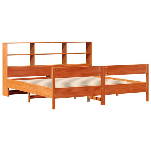 vidaXL Lit biblioth&egrave;que sans matelas cire marron 180x200 cm pin massif