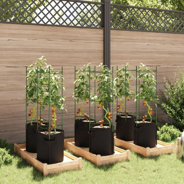 vidaXL Cages &agrave; tomates avec sacs &agrave; plantes 6 pcs 116 cm acier et PP