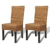 vidaXL Chaises &agrave; manger lot de 2 bois solide de manguier et abaca