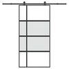 vidaXL Porte coulissante kit de quincaillerie tremp&eacute; verre aluminium