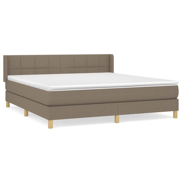 vidaXL Sommier &agrave; lattes de lit avec matelas Taupe 160x200 cm Tissu