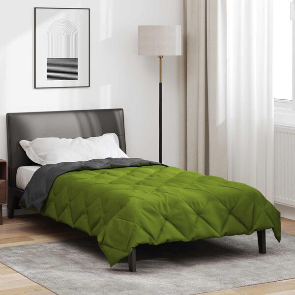 vidaXL Duvet d'&eacute;t&eacute; simple Vert et Anthracite 200 x 135 cm Microfibre