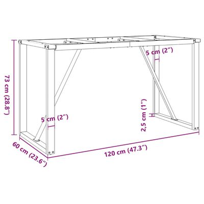 vidaXL Pieds de table à manger cadre en O 120x60x73 cm fonte