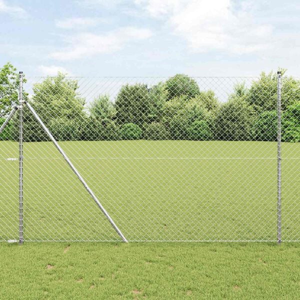 vidaXL Cl&ocirc;ture en treillis m&eacute;tallique Argent&eacute; 10 x 1,5 m