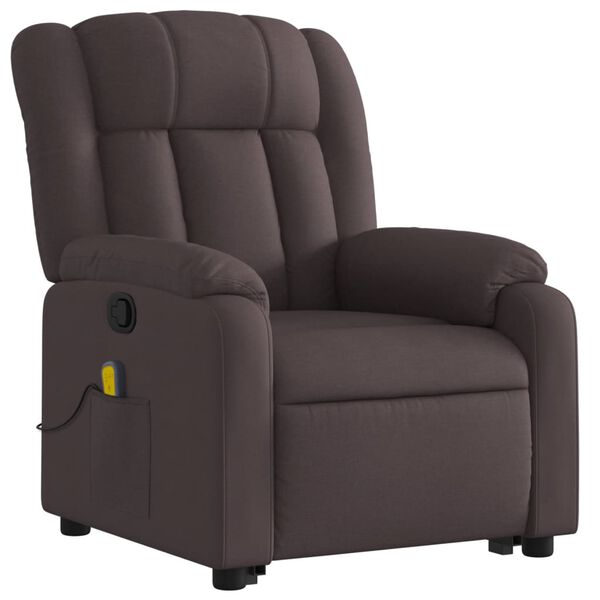vidaXL Fauteuil inclinable de massage Marron fonc&eacute; Tissu