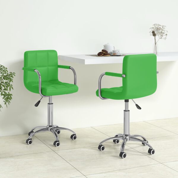 vidaXL Chaises &agrave; manger pivotantes lot de 2 vert similicuir