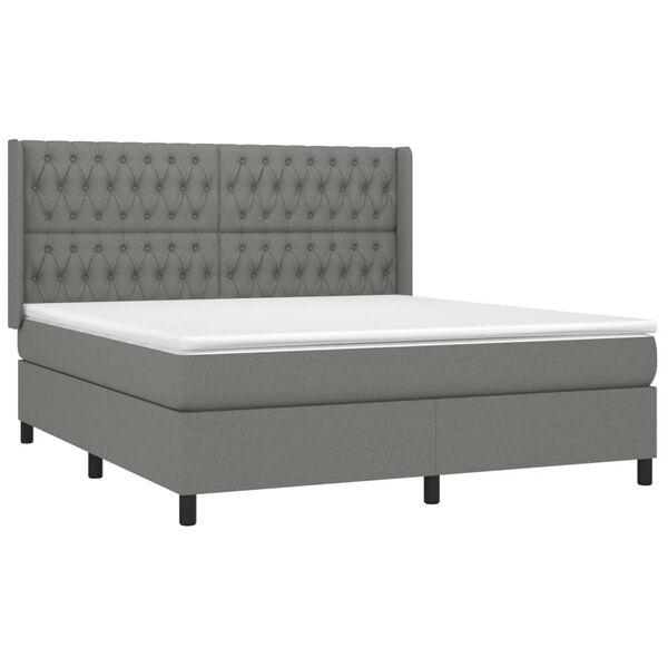 vidaXL Sommier &agrave; lattes de lit matelas LED Gris fonc&eacute; 180x200 cm Tissu