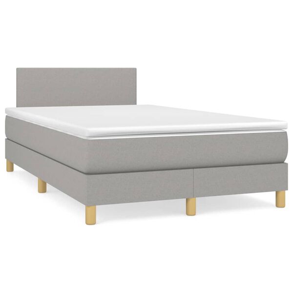 vidaXL Sommier &agrave; lattes de lit et matelas gris clair 120x190 cm tissu