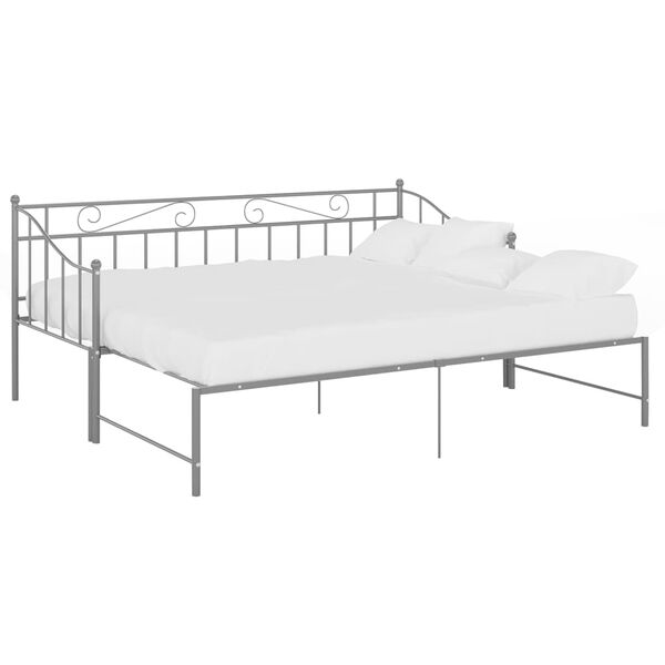 vidaXL Cadre de canap&eacute;-lit extensible sans matelas gris m&eacute;tal 90x200cm